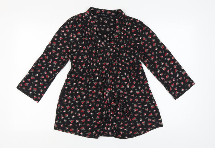 Dorothy Perkins Women's Black Floral Tunic Blouse Size 12