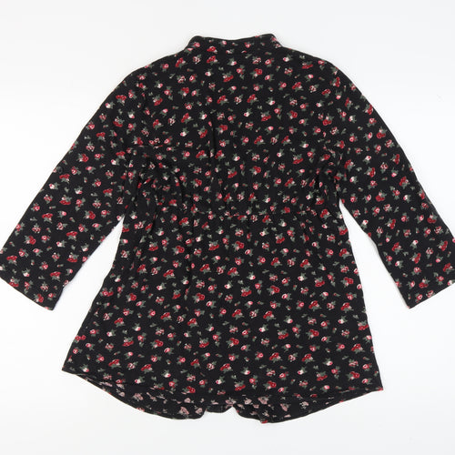 Dorothy Perkins Women's Black Floral Tunic Blouse Size 12