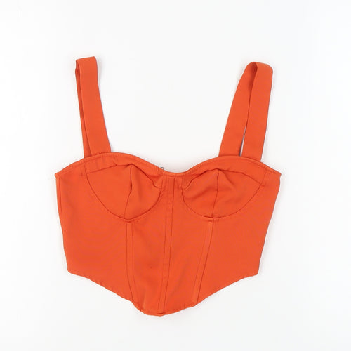 PrettyLittleThing Women's Orange Cropped Tank Top, Size 8