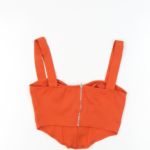 PrettyLittleThing Women's Orange Cropped Tank Top, Size 8