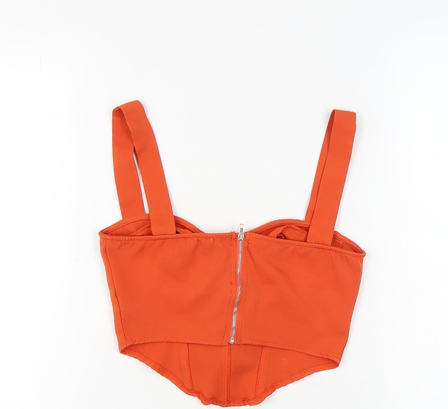 PrettyLittleThing Women's Orange Cropped Tank Top, Size 8