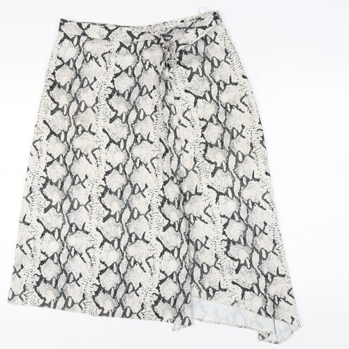 Miss Selfridge Women's Grey Animal Print A-Line Skirt - Size 14