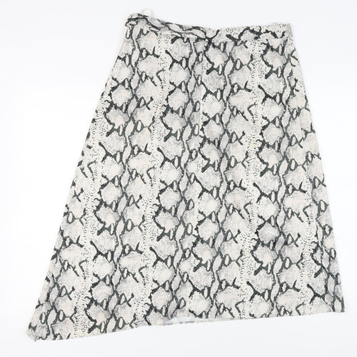 Miss Selfridge Women's Grey Animal Print A-Line Skirt - Size 14