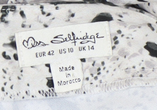 Miss Selfridge Women's Grey Animal Print A-Line Skirt - Size 14
