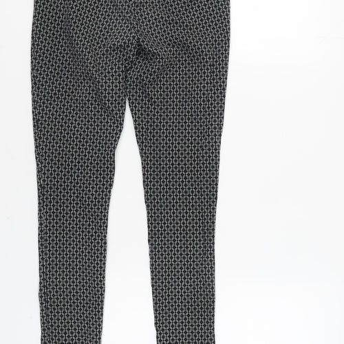 New Look Women's Black Geometric Skinny Trousers Size 10
