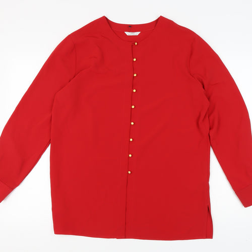 Marks and Spencer Red Button-Up Shirt, UK 14, Women's Casual