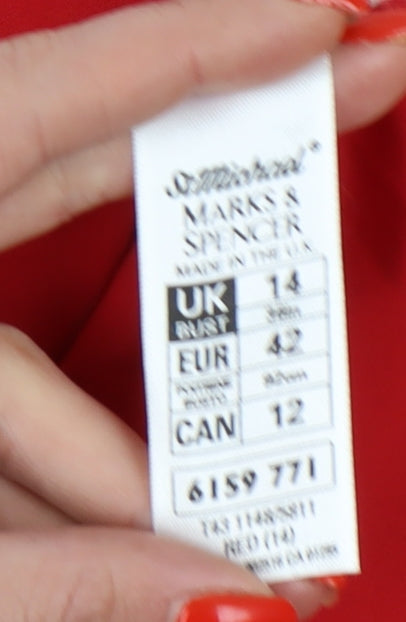 Marks and Spencer Red Button-Up Shirt, UK 14, Women's Casual