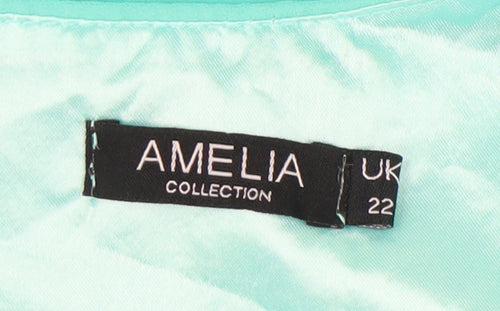 AMELIA COLLECTION Women's Green Fit & Flare Dress Size 22