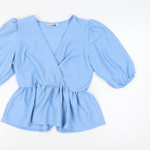 ASOS DESIGN Women's Blue Wrap Blouse, Size 12