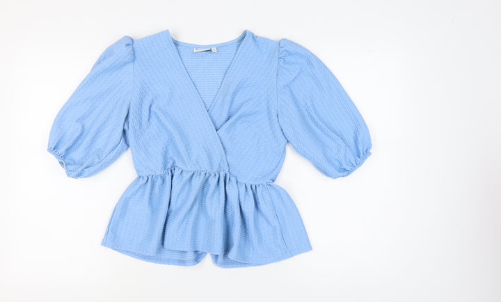 ASOS DESIGN Women's Blue Wrap Blouse, Size 12
