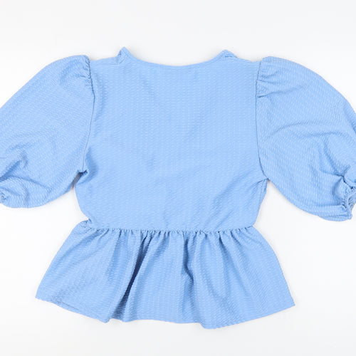 ASOS DESIGN Women's Blue Wrap Blouse, Size 12