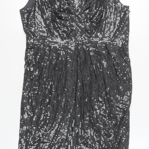Monsoon Women's Silver Sequin Sheath Dress Size 16