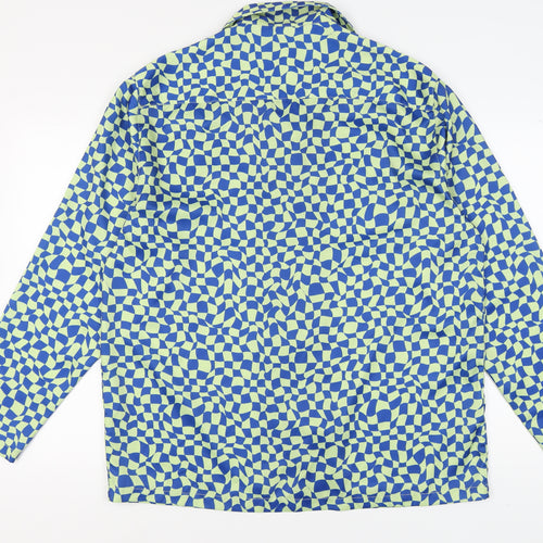 ZARA Women's Blue Geometric XL Button-Up Shirt