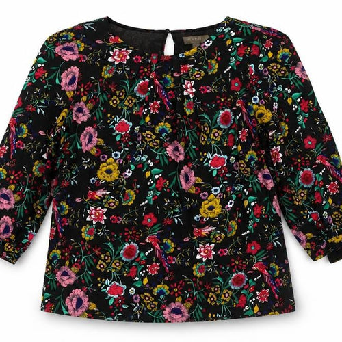Fever London Women's Black Floral Blouse, Size 16, 3/4 Sleeve