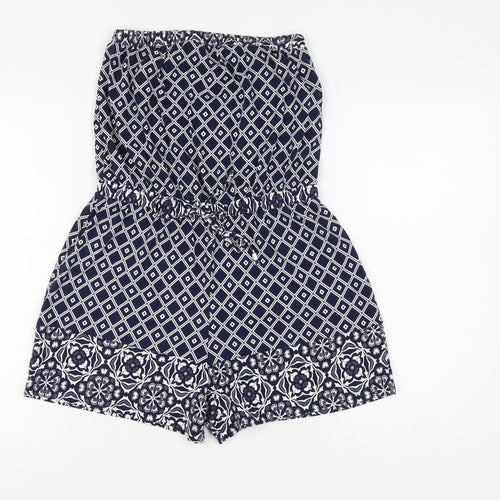 Next Women's Blue Geometric Playsuit, Size 8