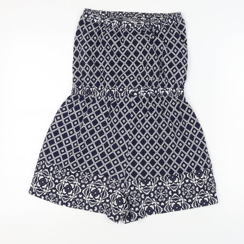 Next Women's Blue Geometric Playsuit, Size 8