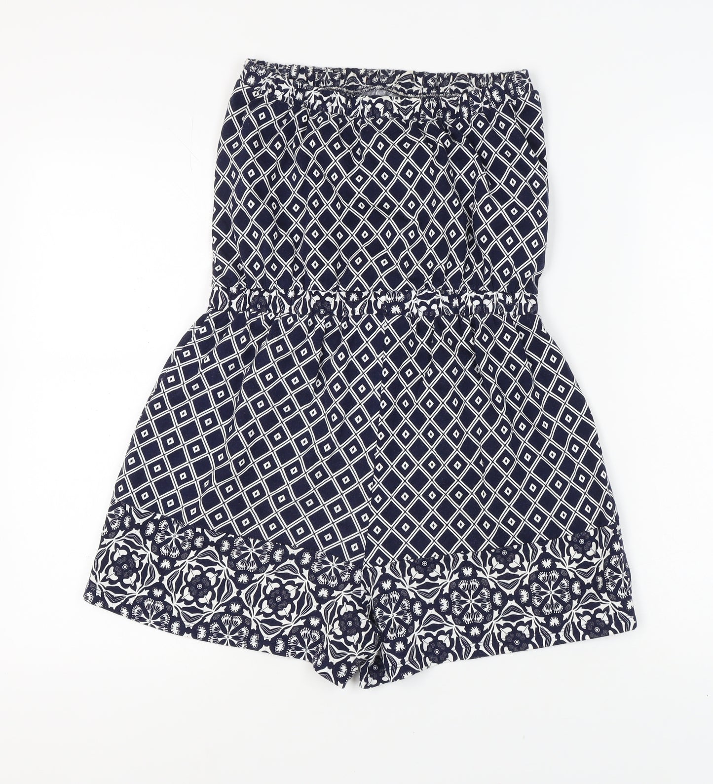 Next Women's Blue Geometric Playsuit, Size 8