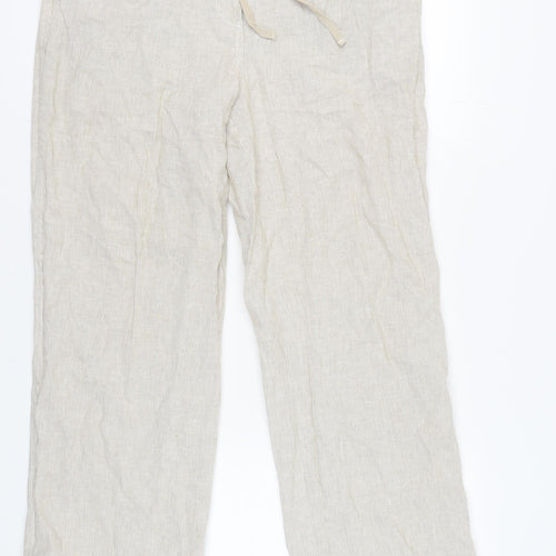 M&Co Women's Beige Trousers Size 16 Linen Blend
