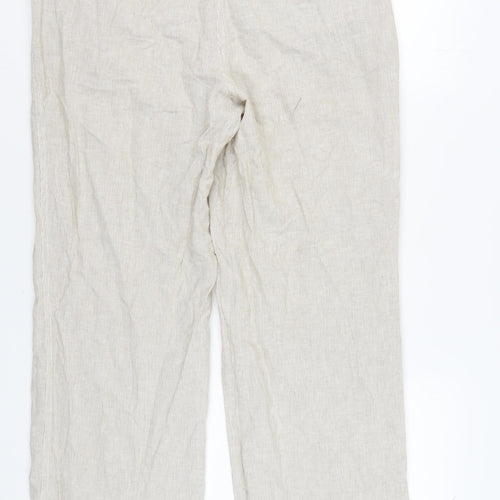 M&Co Women's Beige Trousers Size 16 Linen Blend