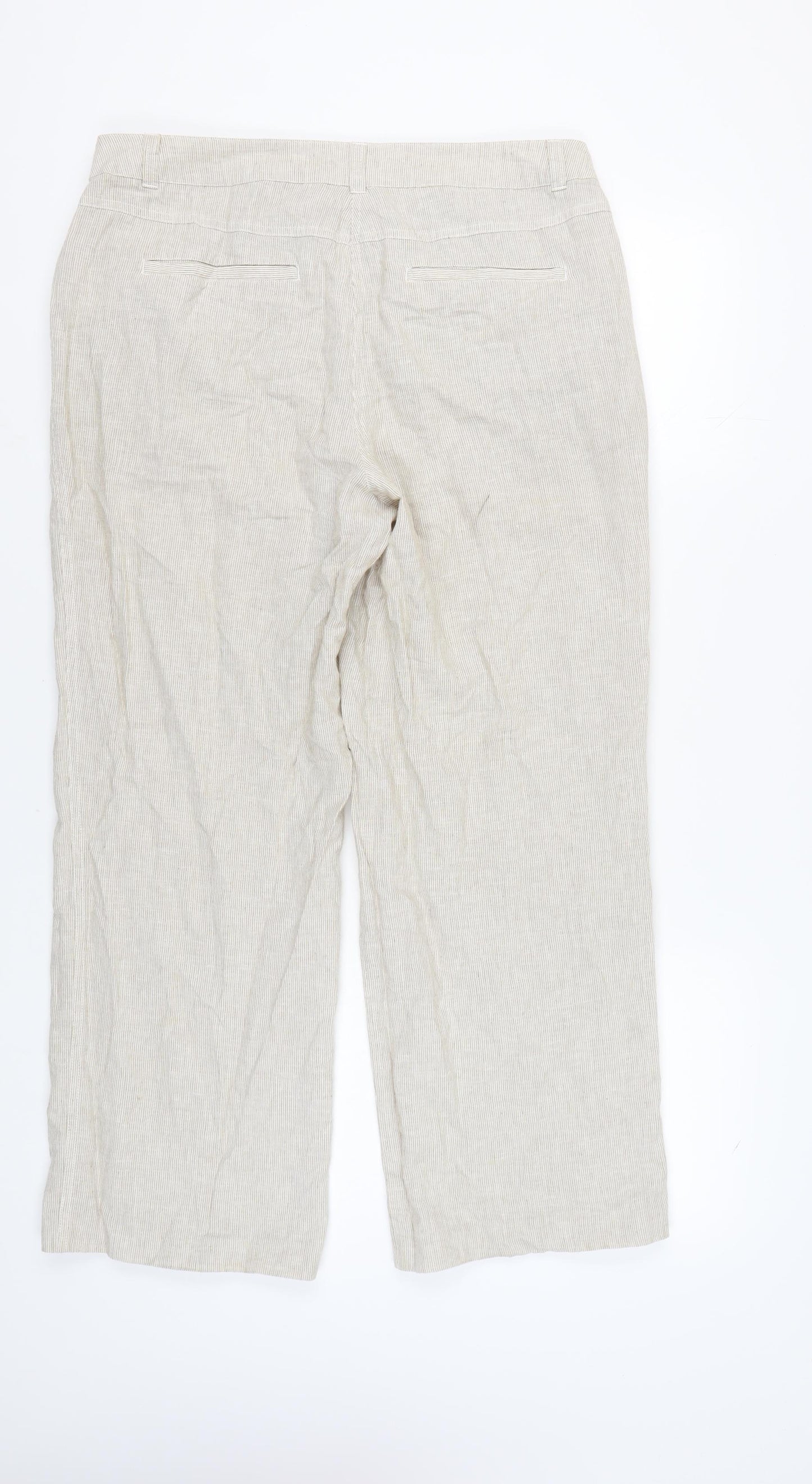 M&Co Women's Beige Trousers Size 16 Linen Blend