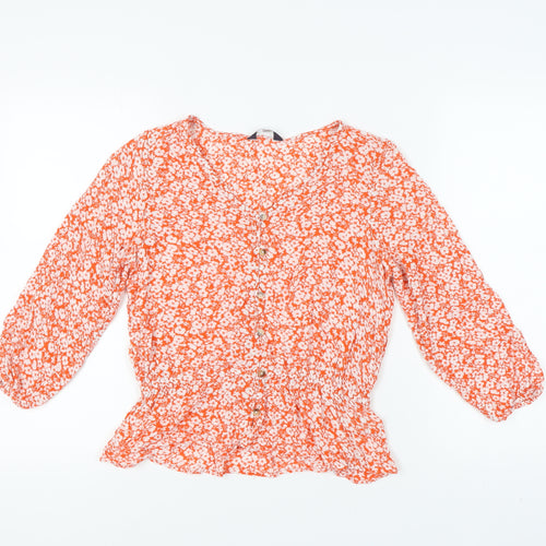 Marks and Spencer Women's Orange Floral Blouse UK 10