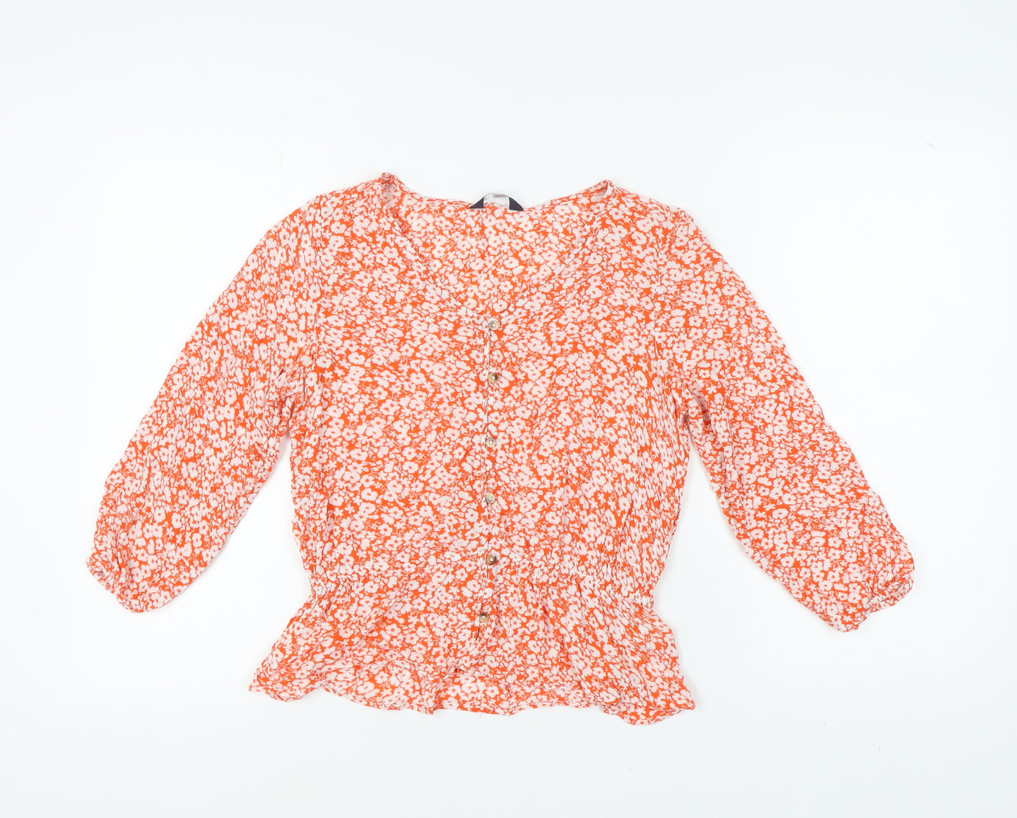 Marks and Spencer Women's Orange Floral Blouse UK 10