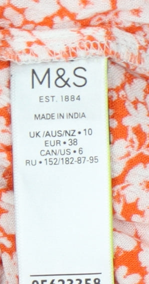 Marks and Spencer Women's Orange Floral Blouse UK 10