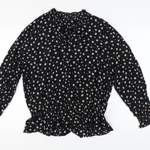 Marks and Spencer Women's Black Floral Blouse Size 18