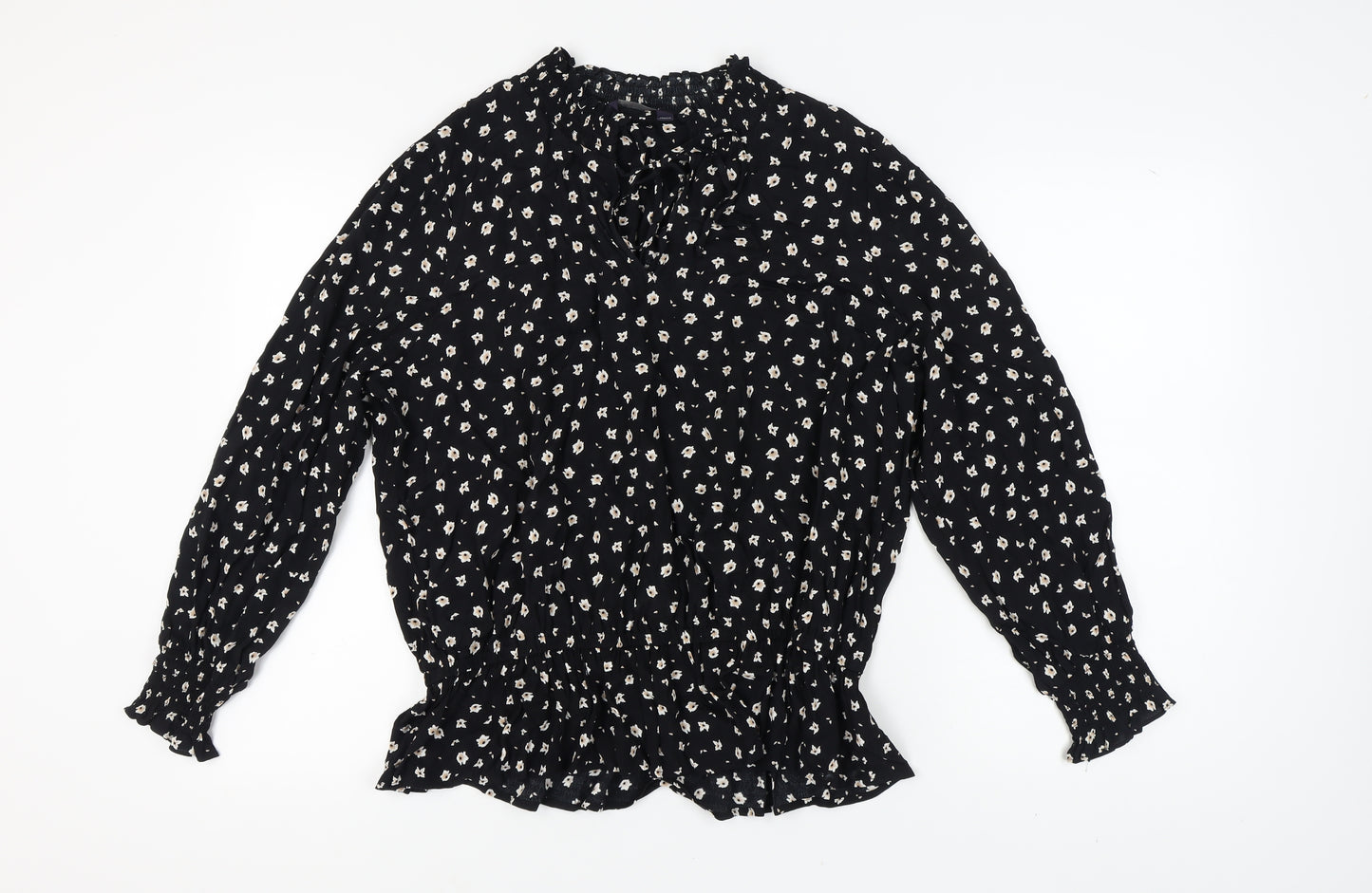 Marks and Spencer Women's Black Floral Blouse Size 18