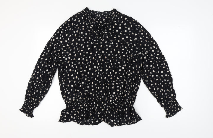 Marks and Spencer Women's Black Floral Blouse Size 18