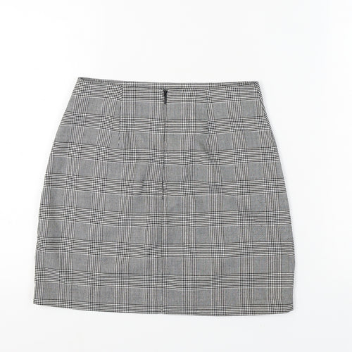 New Look Women's Check Pencil Skirt, Size 8, Black Grey