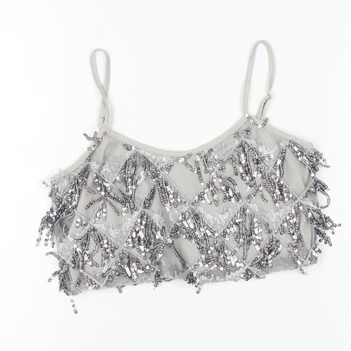 New Look Women's Silver Sequin Camisole Top UK 10