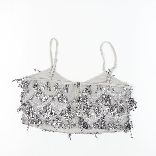 New Look Women's Silver Sequin Camisole Top UK 10