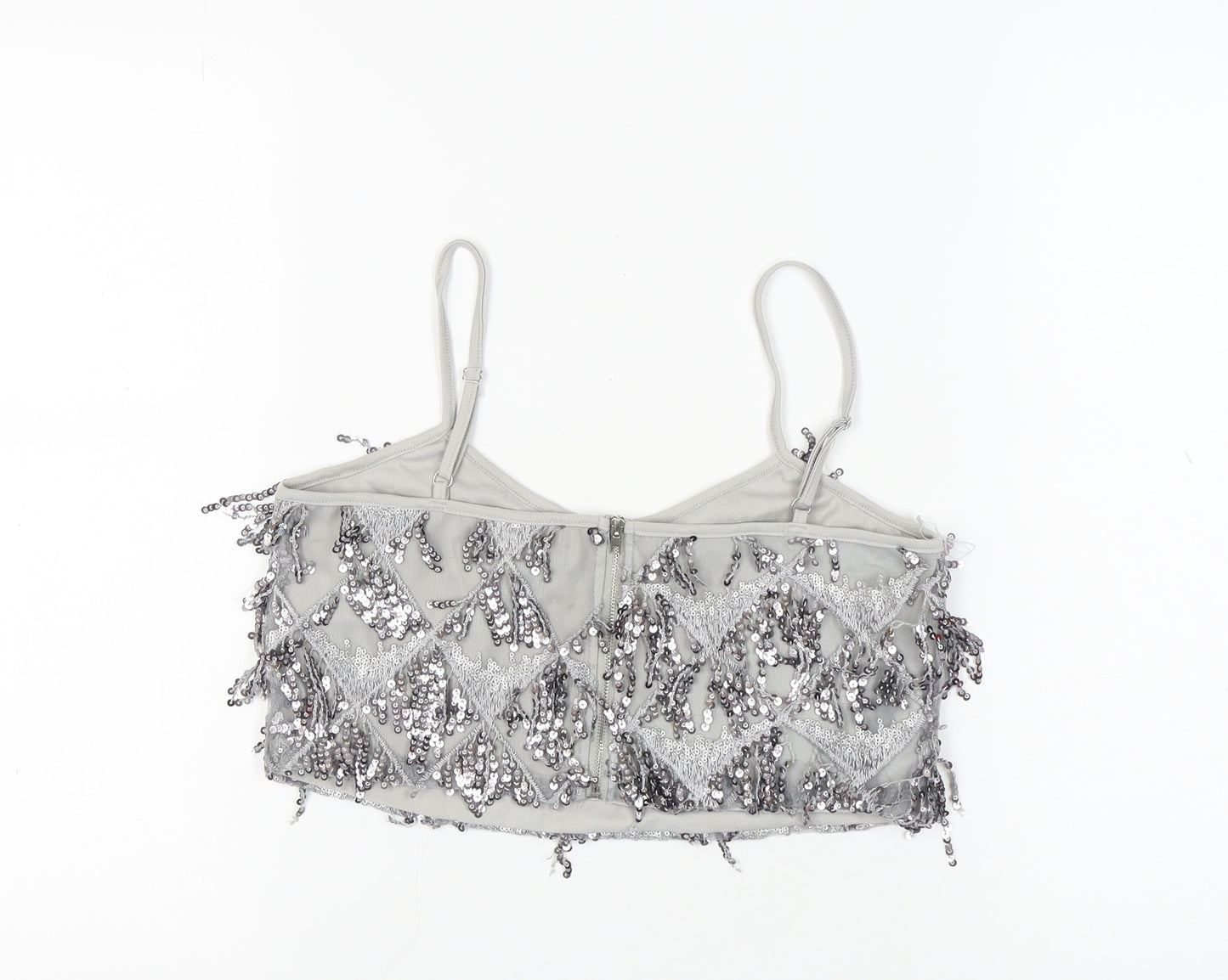 New Look Women's Silver Sequin Camisole Top UK 10