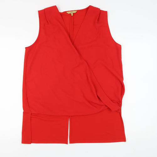 Next Women's Red Sleeveless Wrap Blouse Size 18