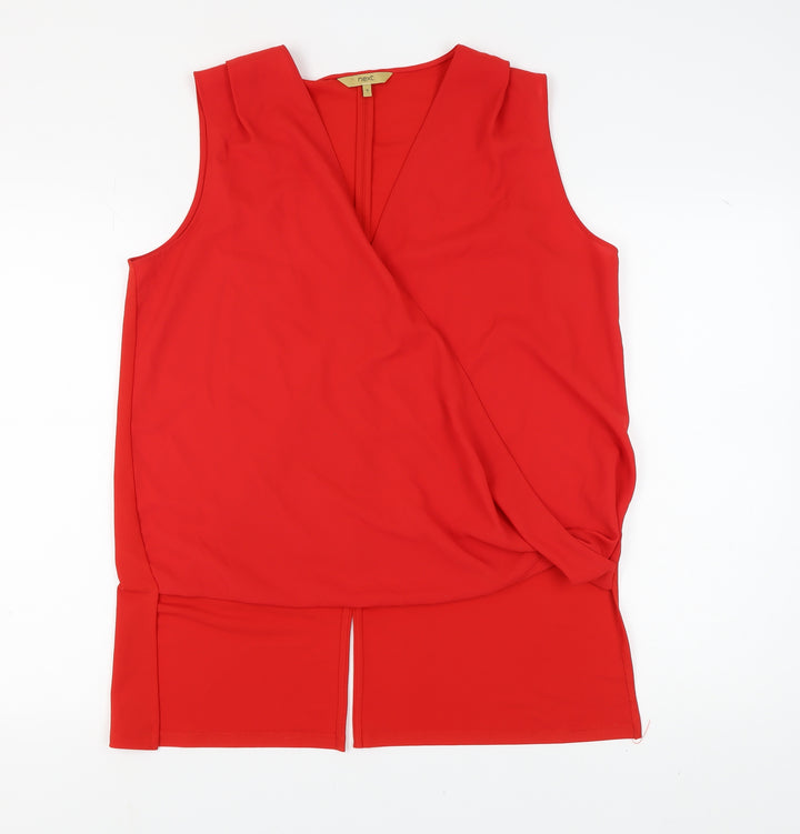Next Women's Red Sleeveless Wrap Blouse Size 18
