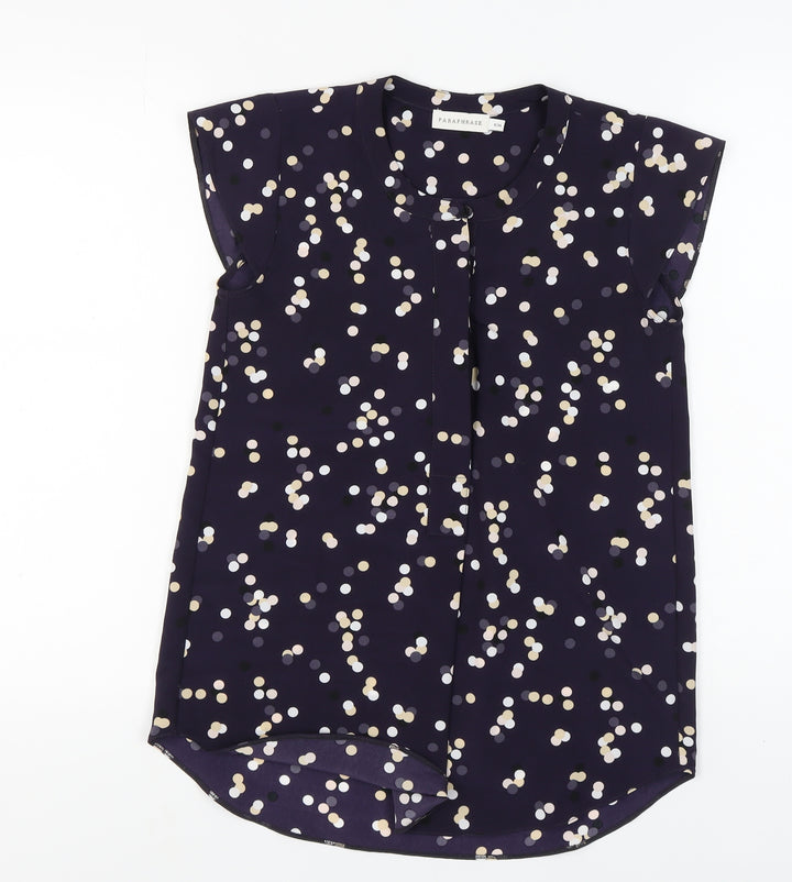 Paraphrase Womens Blue Polka Dot Blouse Size 8