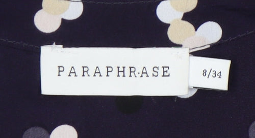 Paraphrase Womens Blue Polka Dot Blouse Size 8