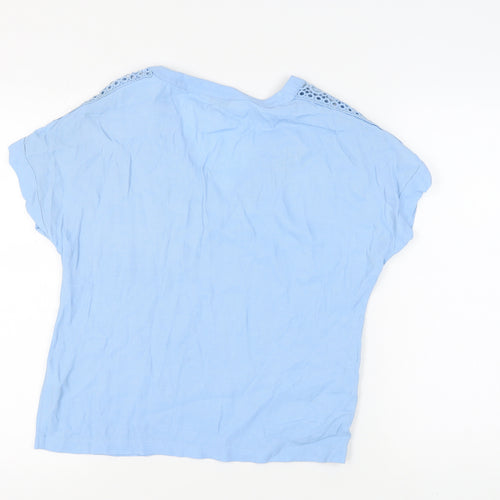 Miss Selfridge Women's Blue V-Neck Short Sleeve Top