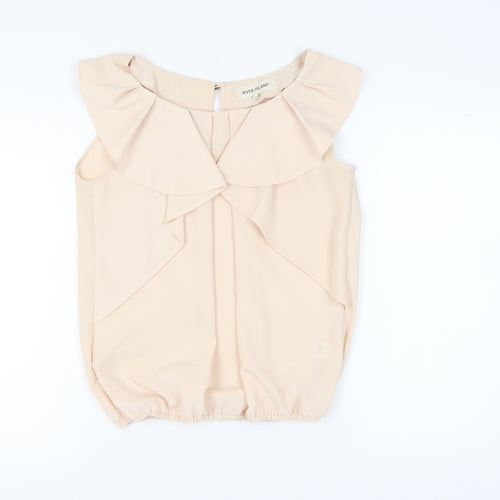 River Island Women's Beige Sleeveless Blouse UK 12