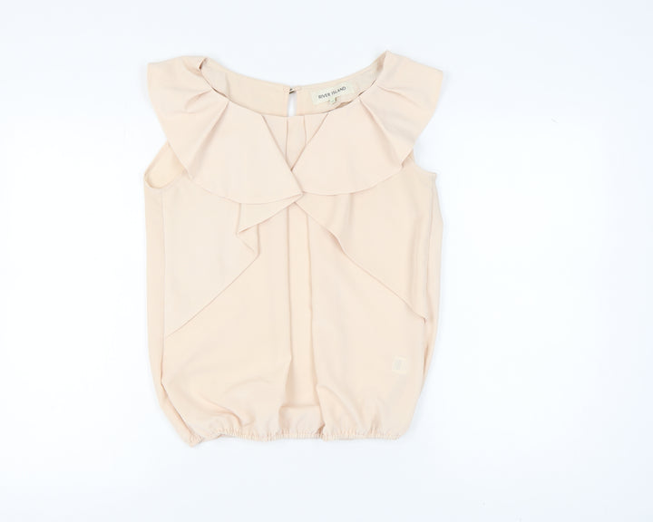 River Island Women's Beige Sleeveless Blouse UK 12