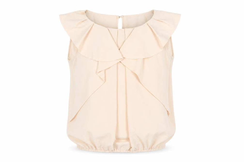 Front view of River Island Women's Beige Sleeveless Blouse UK 12