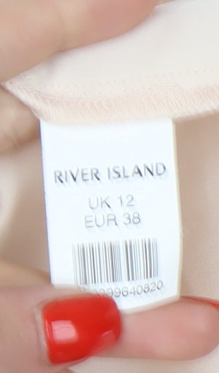 River Island Women's Beige Sleeveless Blouse UK 12
