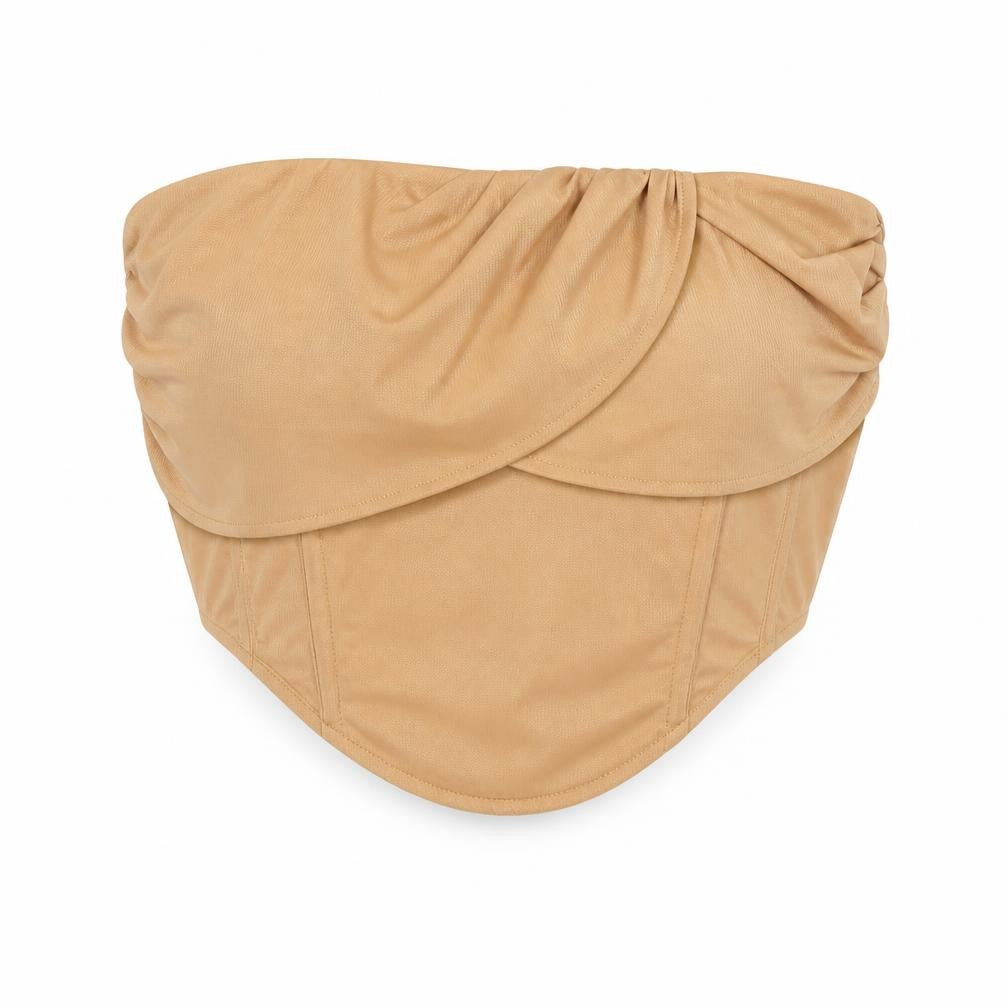 Front view of PRETTYLITTLETHING Beige Women's Sleeveless Top UK 12