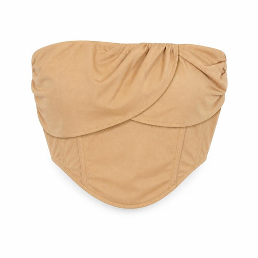 Front view of PRETTYLITTLETHING Beige Women's Sleeveless Top UK 12