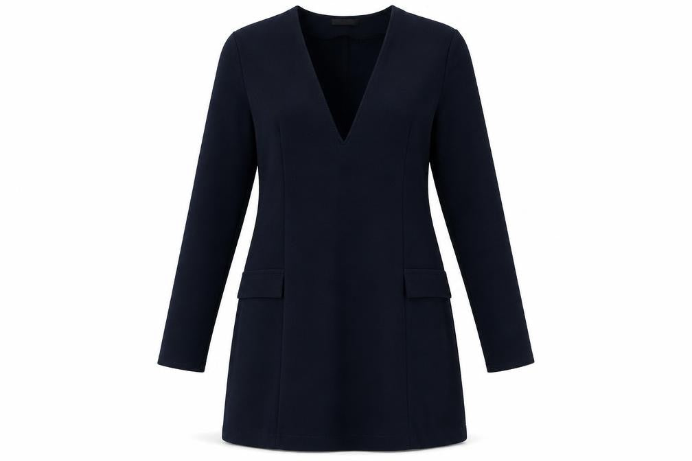 Front view of PRETTYLITTLETHING Women's Blue V-Neck Dress, size 8