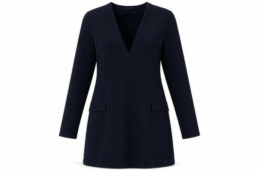 Front view of PRETTYLITTLETHING Women's Blue V-Neck Dress, size 8