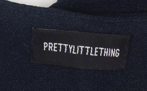 PrettyLittleThing Women's Blue V-Neck Dress Size 8