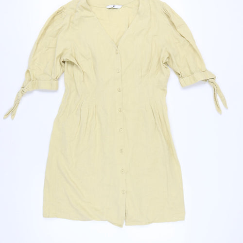 Very Women's Beige Puff Sleeve Button Dress