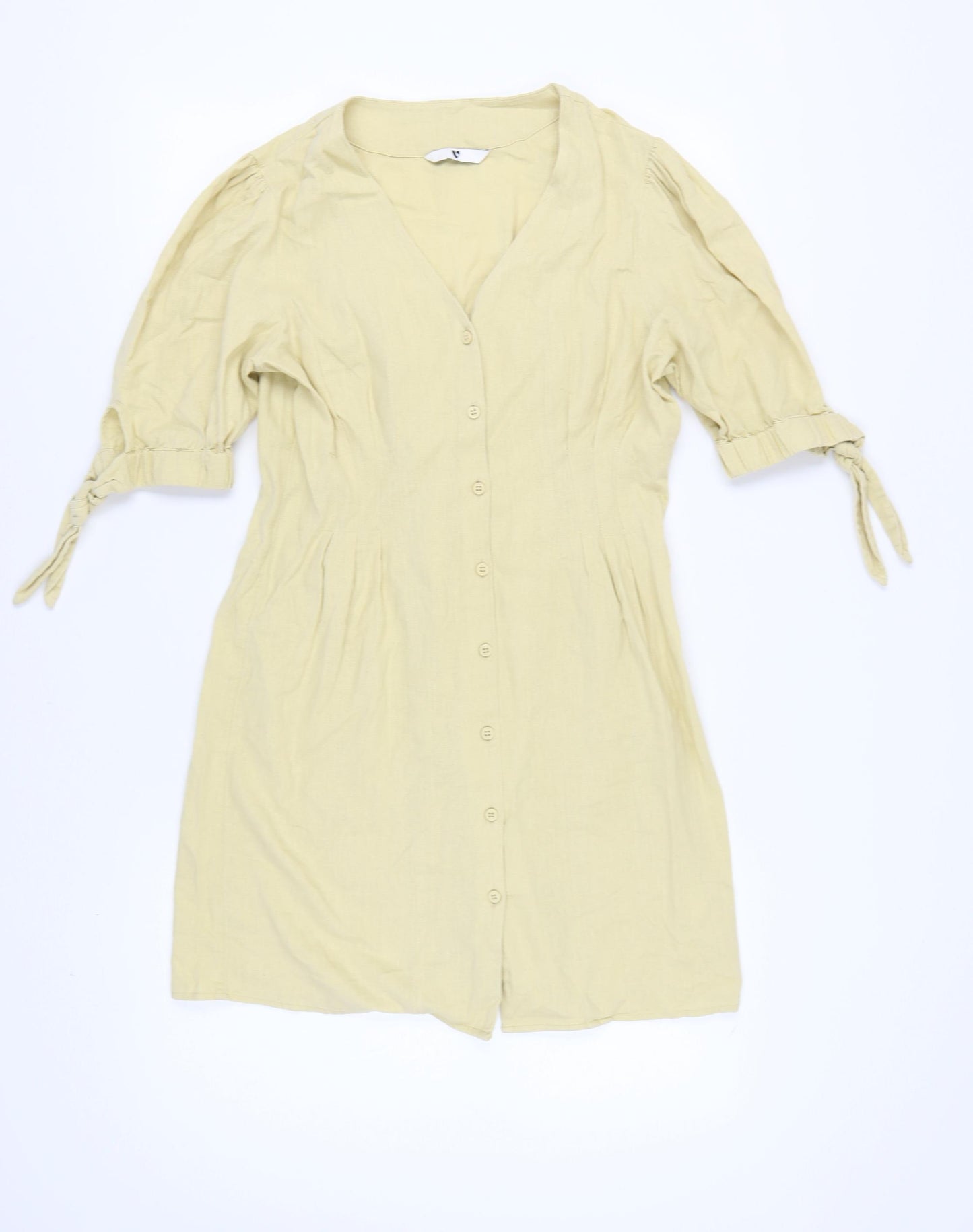 Very Women's Beige Puff Sleeve Button Dress